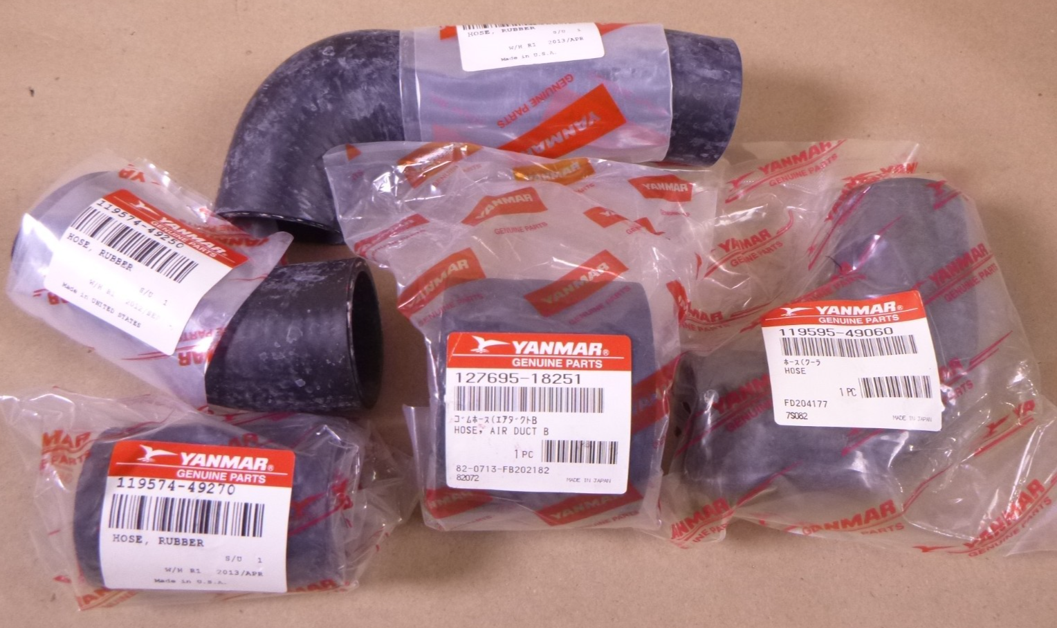 (5 PIECE) Yanmar Hose Set 119574-49231 119595-49060 119574-49250 127695-18251