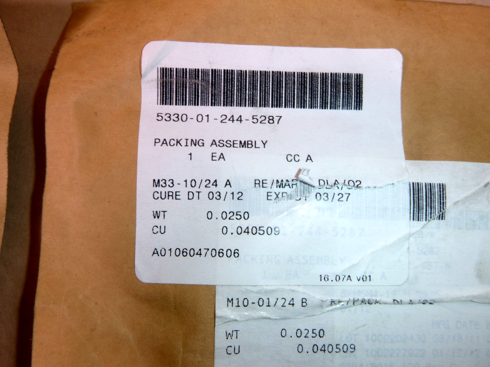 USGI Packing Assembly 68B418015-109, 742G7MS-987-N, 5330-01-244-5287 (4 Pc Lot)