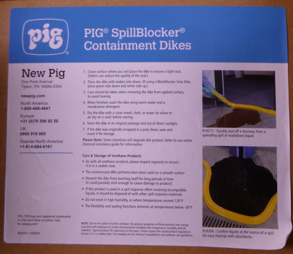Pig PLR213 Door Blocker Dike Yellow Doorway Spill - 4'L x 2"W x 1.5"H Section | Industrial MRO Replacement Parts, Manufacturing Machine Parts & Components, Heavy Equipment Parts Supplier