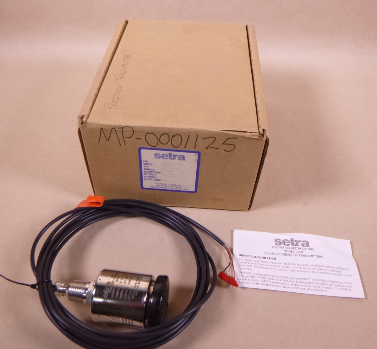 Setra C290 Pressure Transmitter , 290115-12, 0-500 PSIG, 24VDC, 4-20mA | Electrical MRO Replacement Parts &amp; Components and Commercial Electrical Supplies Company