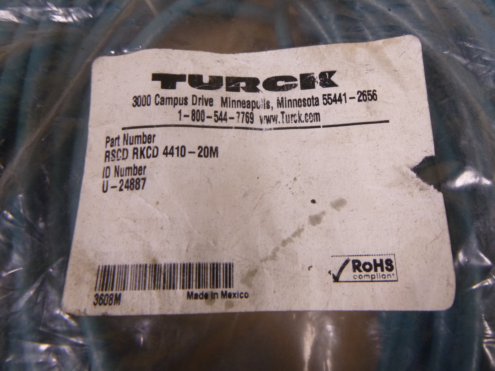 Turck RSCD RKCD 4410-20M Sensor Cordset Cable 4-Pin , U-24887 | Electrical MRO Replacement Parts &amp; Components and Commercial Electrical Supplies Company