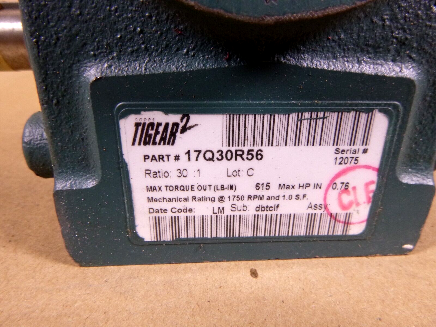 New Dodge Tigear-2 Speed Reducer 17Q30R56, 30:1 Ratio, 1.75" C.D., 56C Input | Industrial Electric Motors, Pumps &amp; Parts