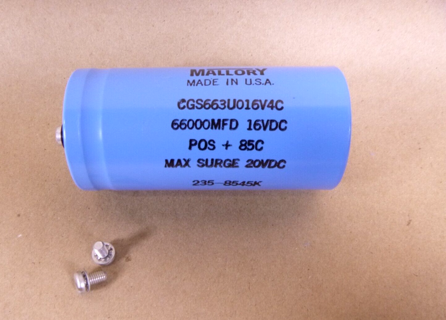 Mallory CGS663U016V4C Electrolytic Capacitor 66,000 MFD 16 VDC | Electrical MRO Replacement Parts &amp; Components and Commercial Electrical Supplies Company