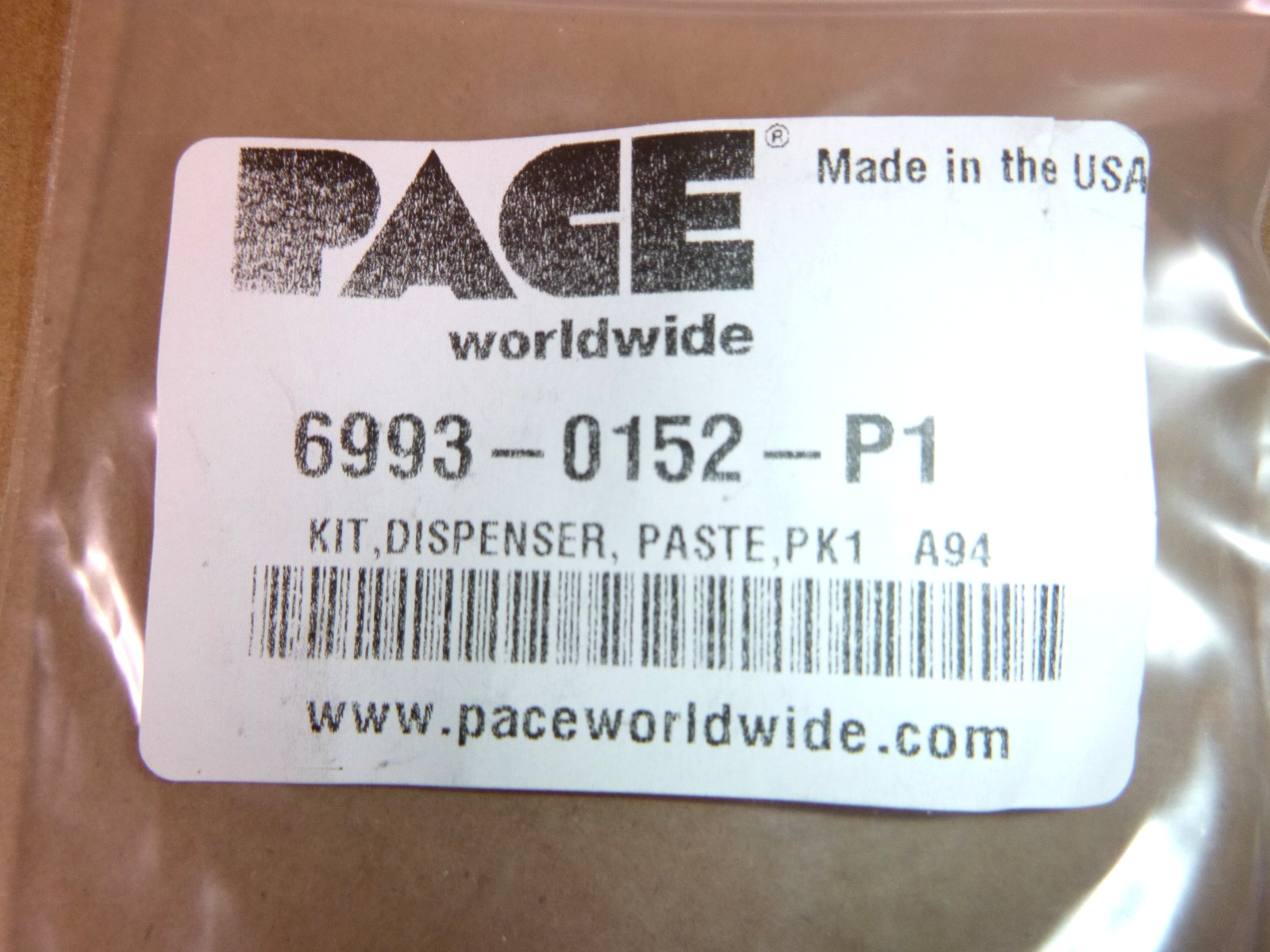 Pace 6993-0152-P1 Paste Dispenser Kit A94 | Industrial MRO Replacement Parts, Manufacturing Machine Parts &amp; Components, Heavy Equipment Parts Supplier