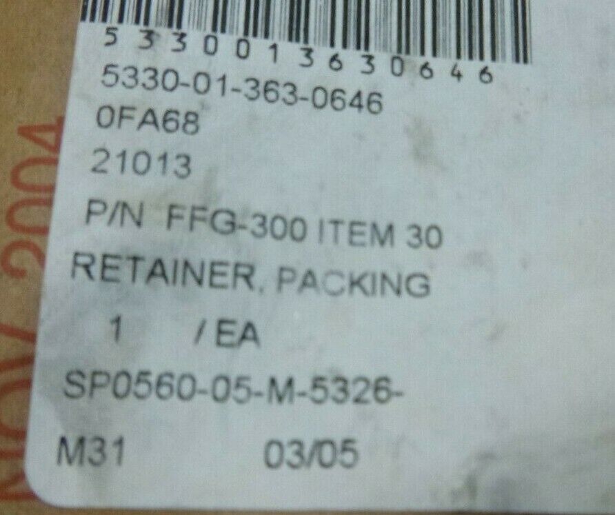 (x2) METREX VALVE FFG-300 , 45M-444 PACKING RETAINER , 5330-01-363-0646 | Industrial MRO Replacement Parts, Manufacturing Machine Parts &amp; Components, Heavy Equipment Parts Supplier