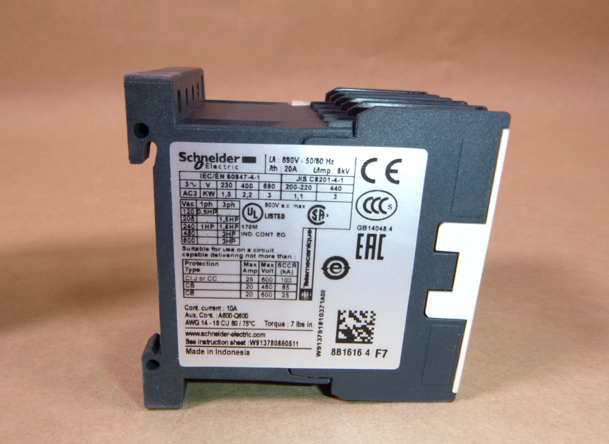 Schneider Electric LC1K0610F7 Tesys K  IEC Contactor 110 Volt Coil