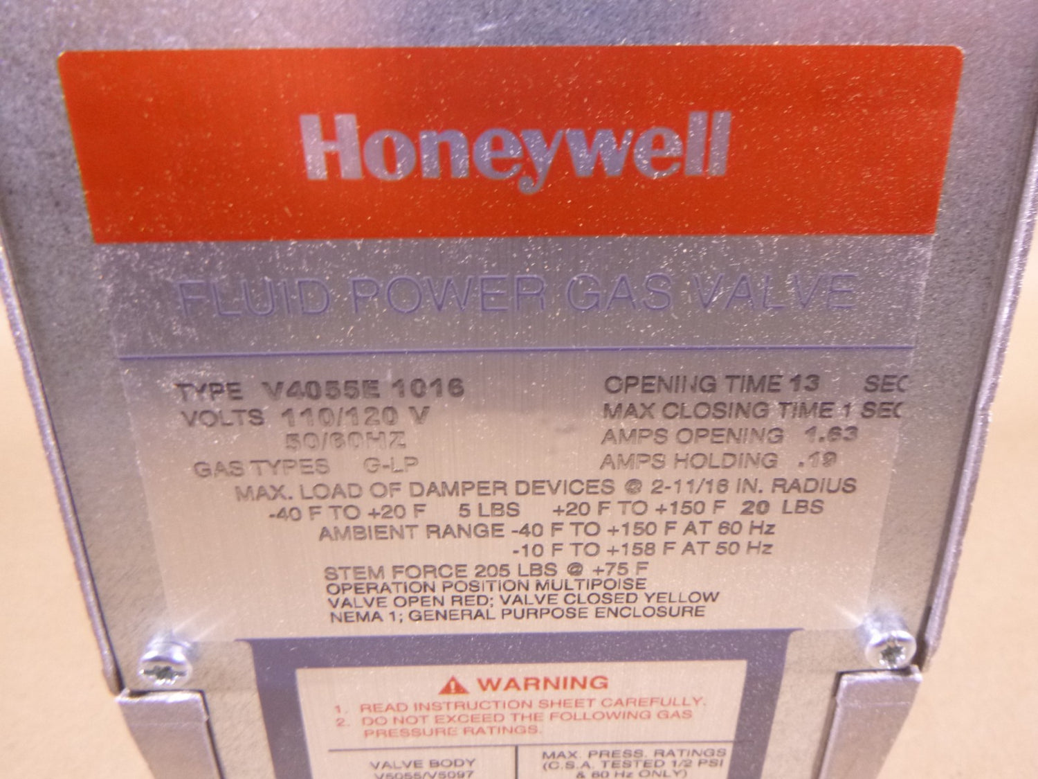 Honeywell V4055E1016 On/Off Fluid Power Gas Valve Actuator 120 Volt V4055E 1016 | Industrial MRO Replacement Parts, Manufacturing Machine Parts &amp; Components, Heavy Equipment Parts Supplier