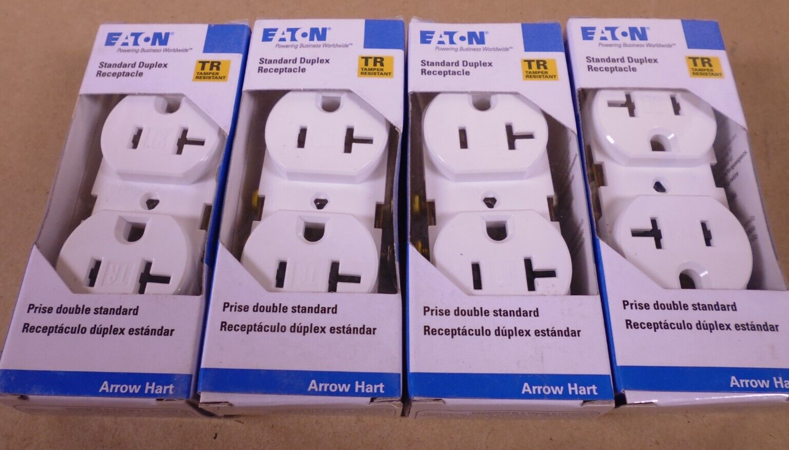 (4 Pack) Eaton Arrow Hart Standard Duplex Receptacle 20A TRCR20W-BX-LW | Electrical MRO Replacement Parts &amp; Components and Commercial Electrical Supplies Company