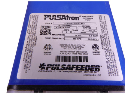 Pulsatron LPK7SA-PTC3-XXX Pulsafeeder Electronic Metering Pump 192GPD 30.3LPH