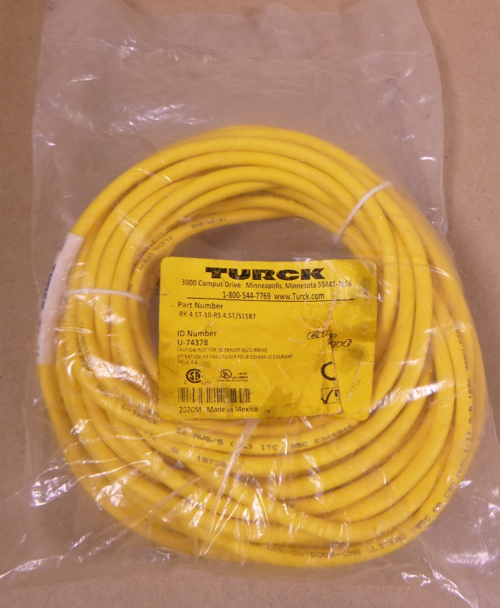 TURCK RK 4.5T-10-RS 4.5T/S1587, EUROFAST DOUBLE-ENDED CORDSET, U-74378 | Electrical MRO Replacement Parts &amp; Components and Commercial Electrical Supplies Company