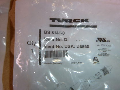 BS 8141-0 TURCK Sensor Connector, M12 Plug, 4 Pin Straight (Lot of 3)