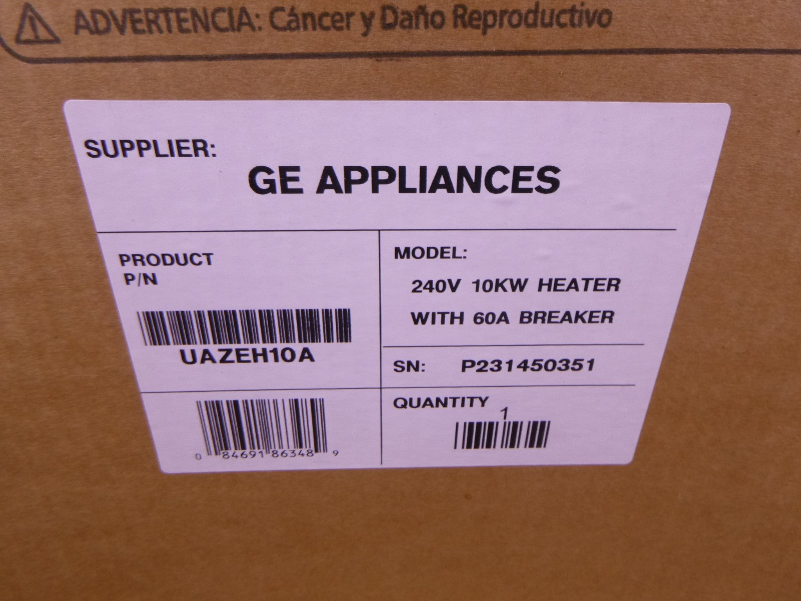 GE UAZEH10A 240V 10kW Heater Kit With 60A Breaker For UUY24ZGDAB , UUY36ZGDAB | Industrial MRO Replacement Parts, Manufacturing Machine Parts &amp; Components, Heavy Equipment Parts Supplier
