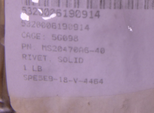 1LB MS20470A6-40 Aluminum Mil Solid Rivet , 3/16" Dia. x 2-1/2" 5320-00-619-0914 | Industrial Replacement Nuts & Bolts Distributor and Machinery Screws & Fasteners Supply