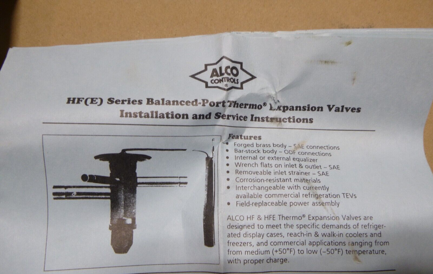 Alco HFES 4MC-01 Thermostatic Expansion Valve, Externally Equalized, 4 Ton Cap | Industrial MRO Replacement Parts, Manufacturing Machine Parts &amp; Components, Heavy Equipment Parts Supplier