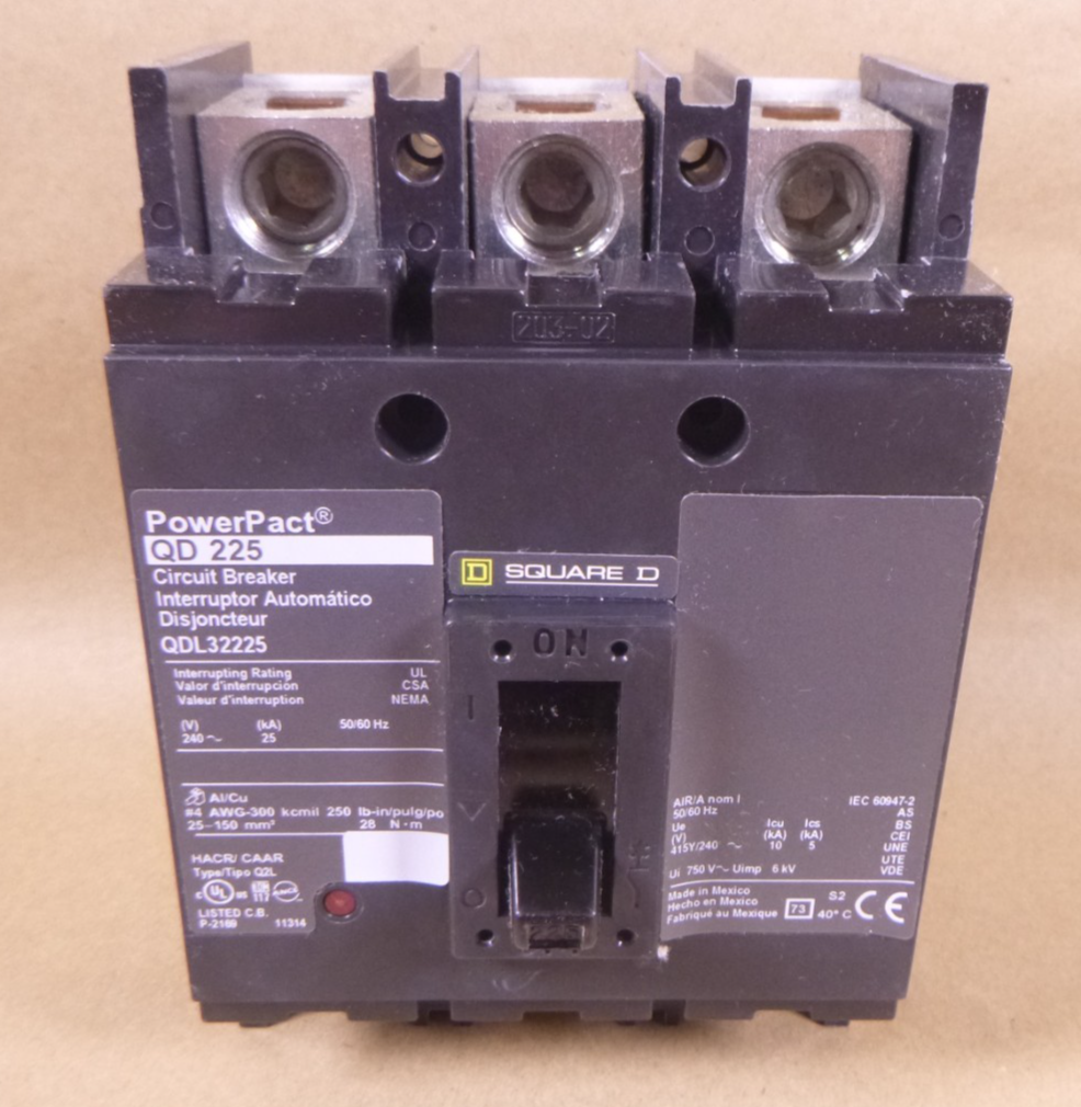 Square D QDL32225 PowerPact Circuit Breaker 225A 240V 3P 3PH QD 225 225 Amp