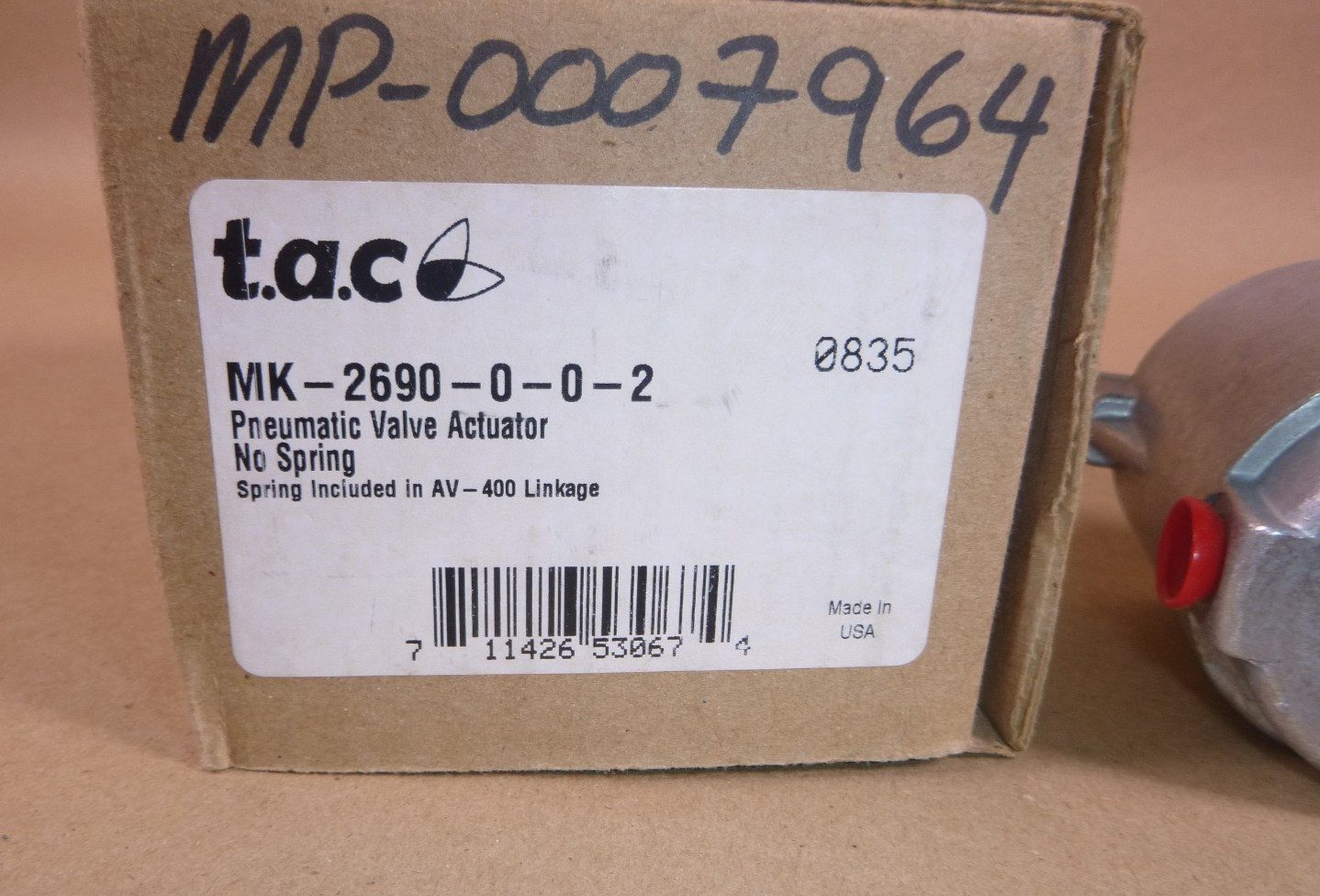 TAC Barber Colman Invensys MK-2690-0-0-2 Pneumatic Valve Actuator MK2690 | Industrial MRO Replacement Parts, Manufacturing Machine Parts &amp; Components, Heavy Equipment Parts Supplier