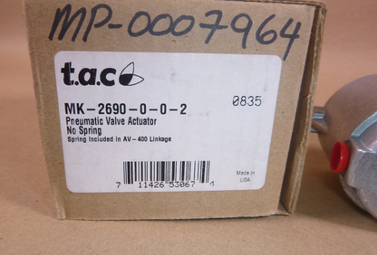 TAC Barber Colman Invensys MK-2690-0-0-2 Pneumatic Valve Actuator MK2690 | Industrial MRO Replacement Parts, Manufacturing Machine Parts &amp; Components, Heavy Equipment Parts Supplier