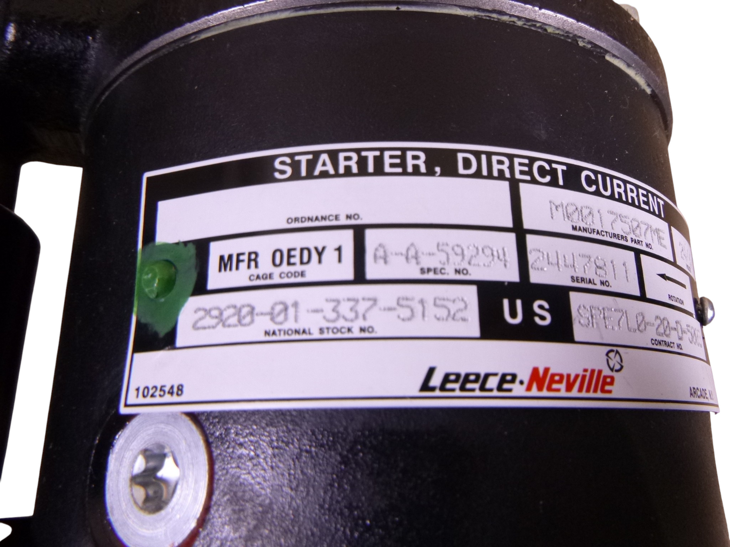 OEM Leece-Neville 24V/32V Starter M1070 M0017507ME , 1702680 , 2920-01-337-5152