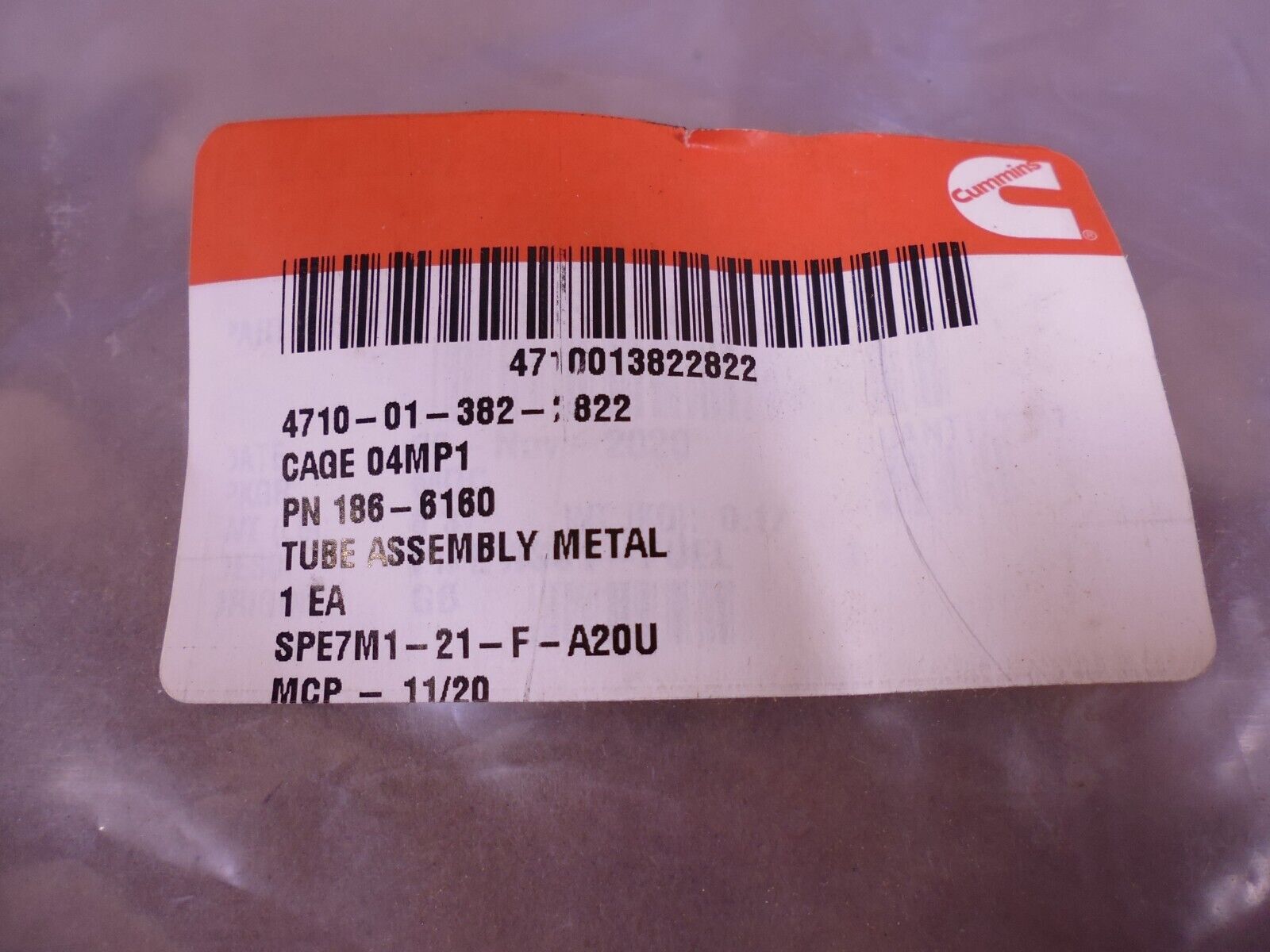 MEP803A Generator DN4M-1 Fuel Pump Line Tube 186-6160 OEM , 4710-01-382-2822 | Genuine MEP Generator Replacement Parts and Military Surplus Generator Parts