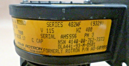 EG &amp; G ROTRON 022863 DUPLEX CENTRIFUGAL BLOWER 7800 RPM 400Hz 4140-00-762-7373 | Industrial Electric Motors, Pumps &amp; Parts