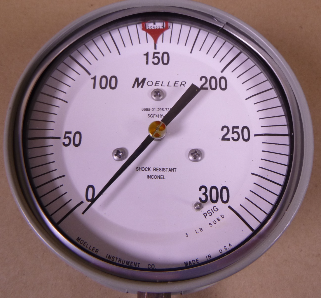 Moeller SGF4I1Y-G-D 0-300 PSIG Shock-Resistant Pressure Gauge , 6685-01-296-7359 | Industrial MRO Replacement Parts, Manufacturing Machine Parts &amp; Components, Heavy Equipment Parts Supplier