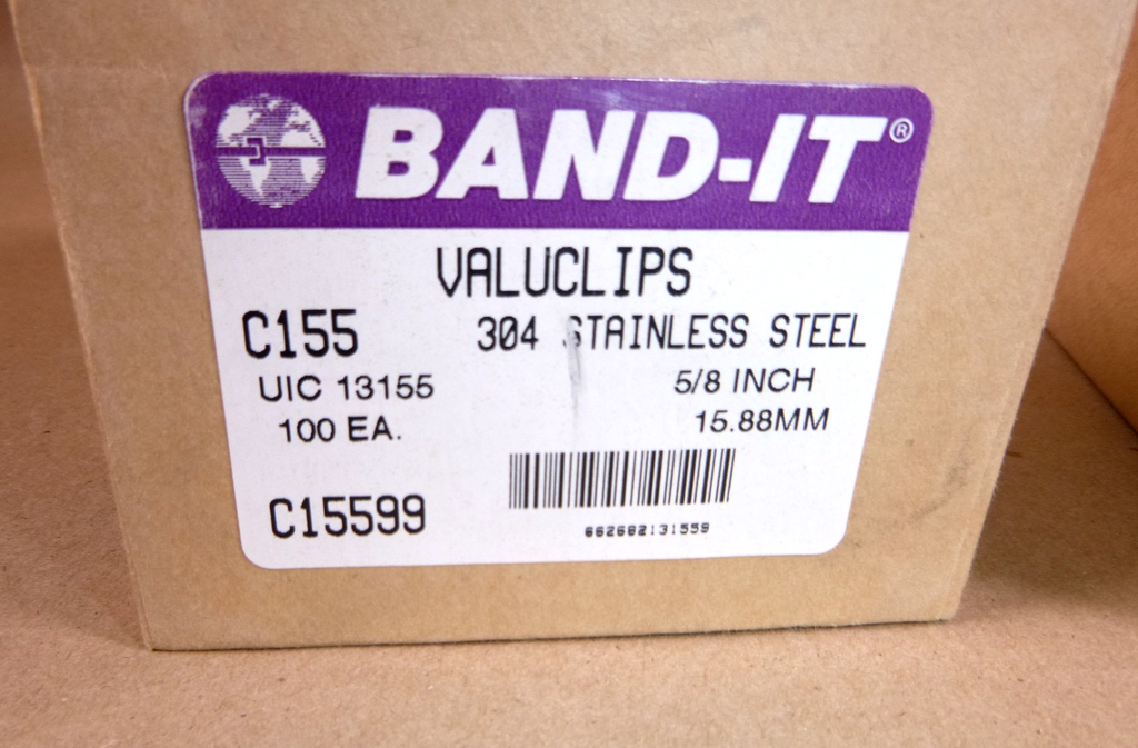 Band-It Valuclip Strapping Clips, 5/8" in, Stainless Steel 100 Pcs. C15599 | Industrial MRO Tools and Replacement Industrial Equipment Components