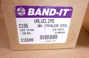 Band-It Valuclip Strapping Clips, 5/8" in, Stainless Steel 100 Pcs. C15599 | Industrial MRO Tools and Replacement Industrial Equipment Components