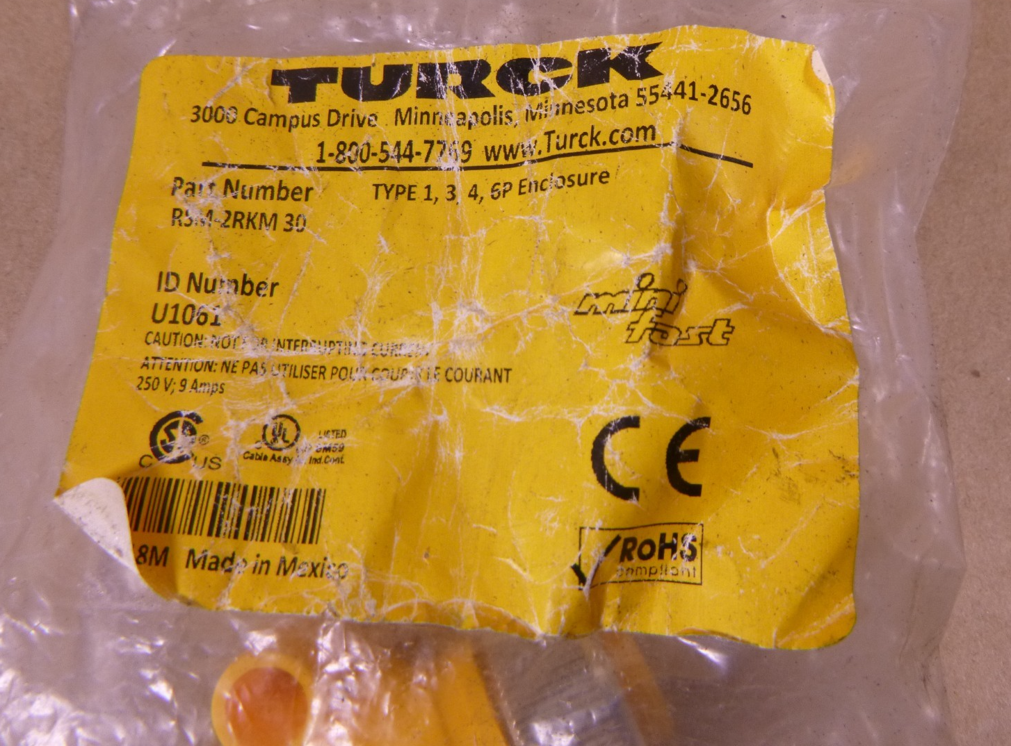 (5 PACK) TURCK 3-PIN CONNECTOR TEE RSM-2RKM 30 , U1061 | Electrical MRO Replacement Parts &amp; Components and Commercial Electrical Supplies Company
