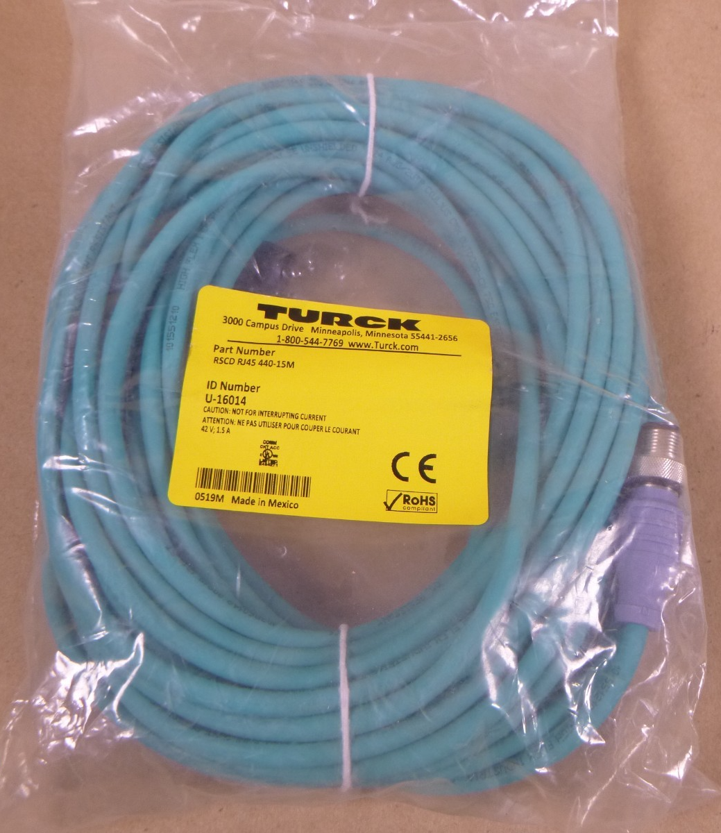 TURCK RSCD RJ45 440-15M, Industrial Ethernet Cordset 4-Pin 42V 1.5A , U-16014 | Electrical MRO Replacement Parts &amp; Components and Commercial Electrical Supplies Company