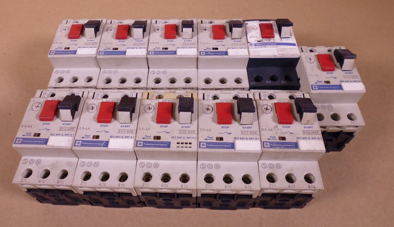 (Lot Of 11) Telemecanique GV2-M08 Motor Circuit Breaker 2.5-4A | Electrical MRO Replacement Parts &amp; Components and Commercial Electrical Supplies Company