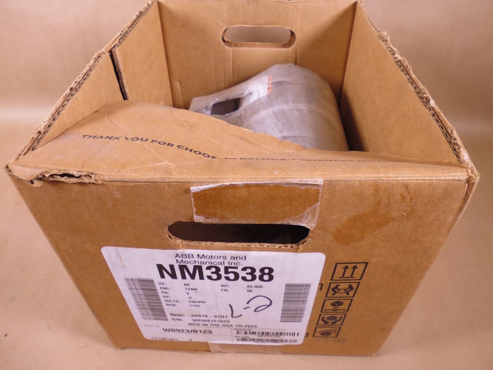 BALDOR ABB NM3538 Electric Motor 1/2HP 230/460V 1725RPM 56 Frame | Industrial Electric Motors, Pumps &amp; Parts