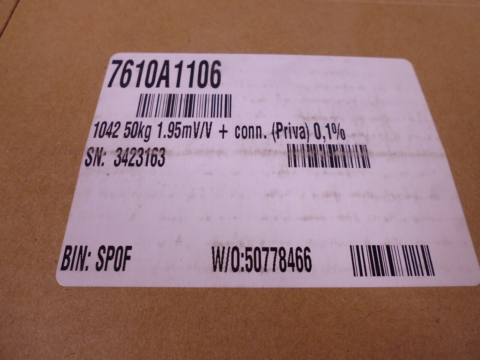 Priva 3659168 Weighing Sensor Groscale With Connector | Electrical MRO Replacement Parts &amp; Components and Commercial Electrical Supplies Company