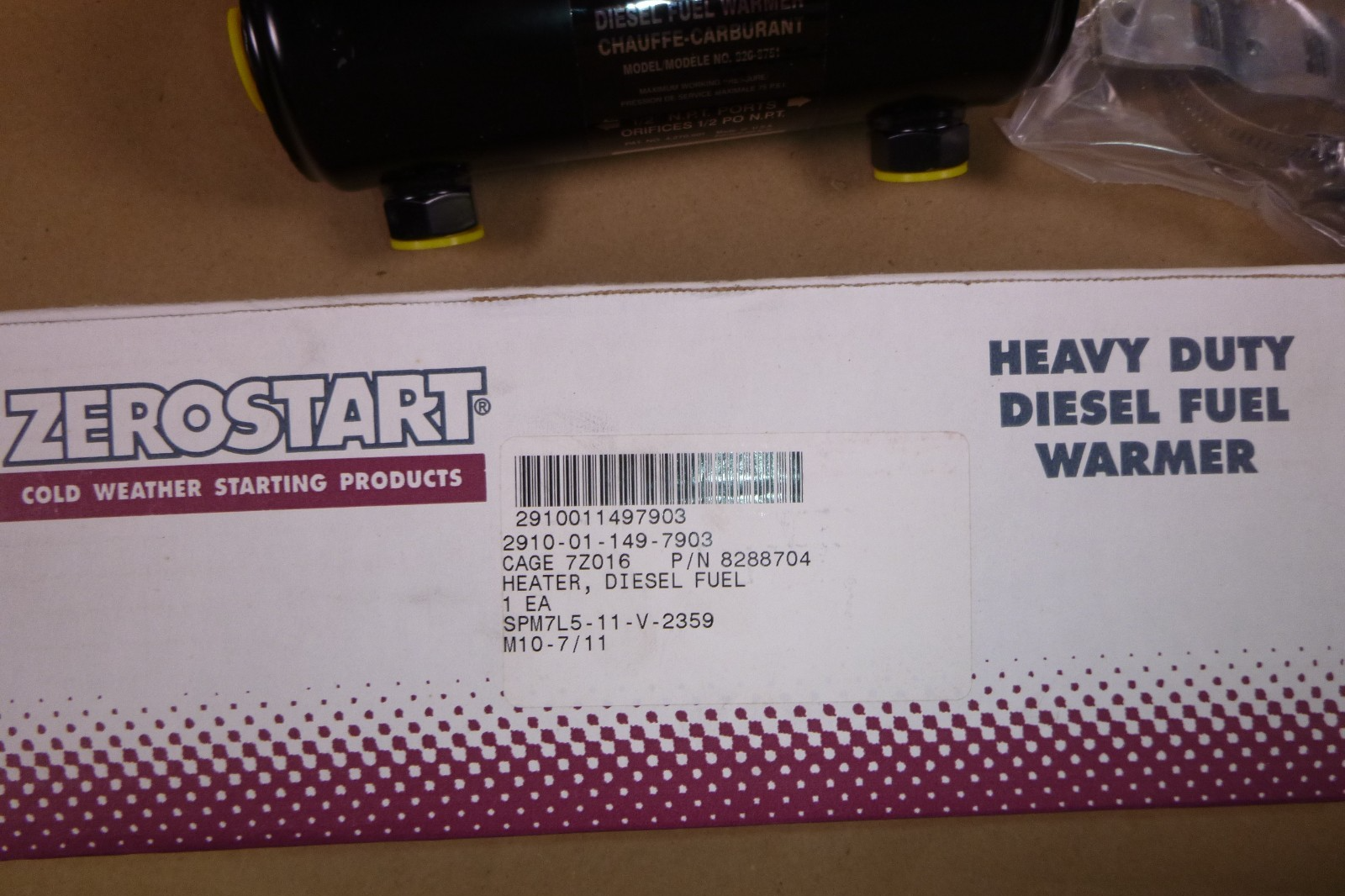 ZEROSTART Diesel Fuel Warmer 8208751 Eliminates Clogged Fuel Filters 1/2" NPT