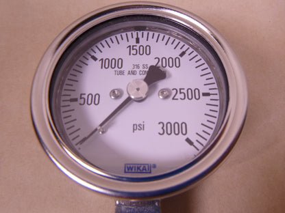 WIKA Pressure Gauge 3000 PSI 1/4" NPT  9240446 , 316SS, 2-1/2"