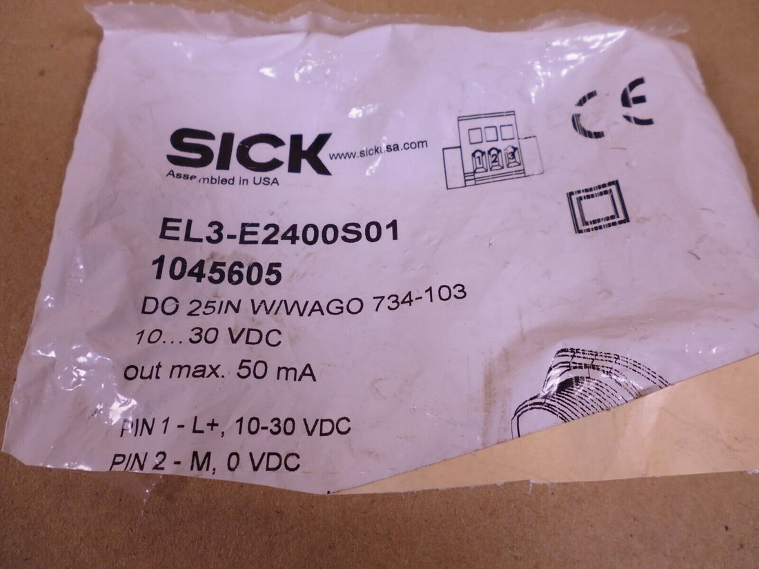 SICK EL3-E2400S01 Photoelectric Switch Sensor 1045605 DO 25IN Wago 734-103 | Electrical MRO Replacement Parts &amp; Components and Commercial Electrical Supplies Company