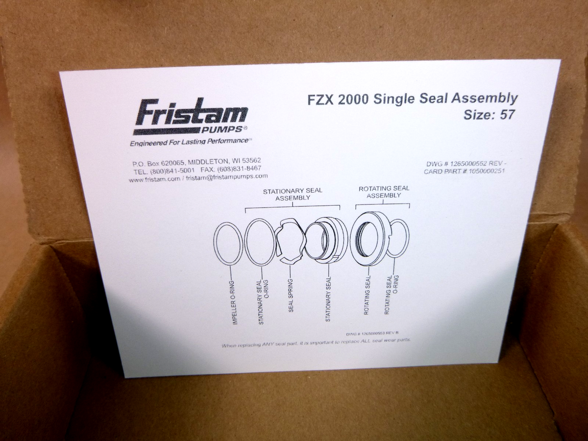 New Genuine Fristam FZX 2000 Seal Kit 57, P/N 1802600012