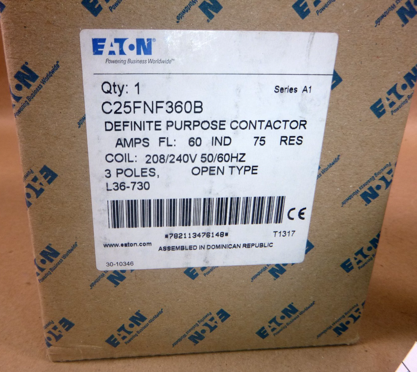 C25FNF360B Eaton Contactor, Definite Purpose, 60A, 3P, 208/240VAC Coil, 600 Volt | Electrical MRO Replacement Parts &amp; Components and Commercial Electrical Supplies Company