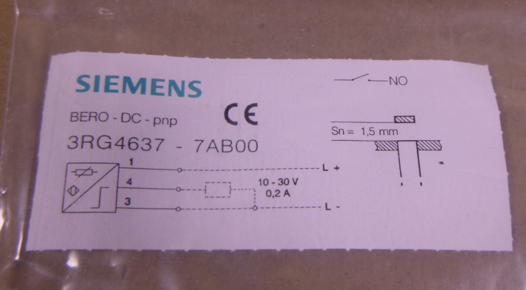 Siemens Bero DC pnp 3RG4637-7AB00 Inductive Sensor 10-30VDC 0.2A | Electrical MRO Replacement Parts & Components and Commercial Electrical Supplies Company
