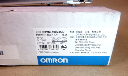 S8VM-10024CD Omron Switching Power Supply 24 V Output 100-240 Vac Input DIN Rail | Electrical MRO Replacement Parts &amp; Components and Commercial Electrical Supplies Company
