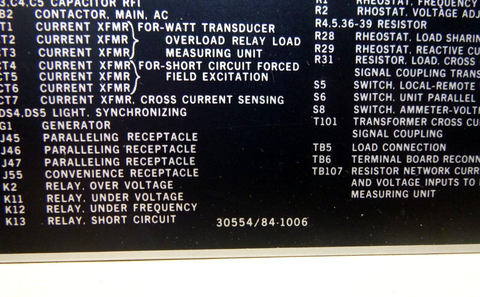 USGI 60KW 400 Hz. DOD Generator Set Trouble Shooting Aluminum Nameplates (1 Set)