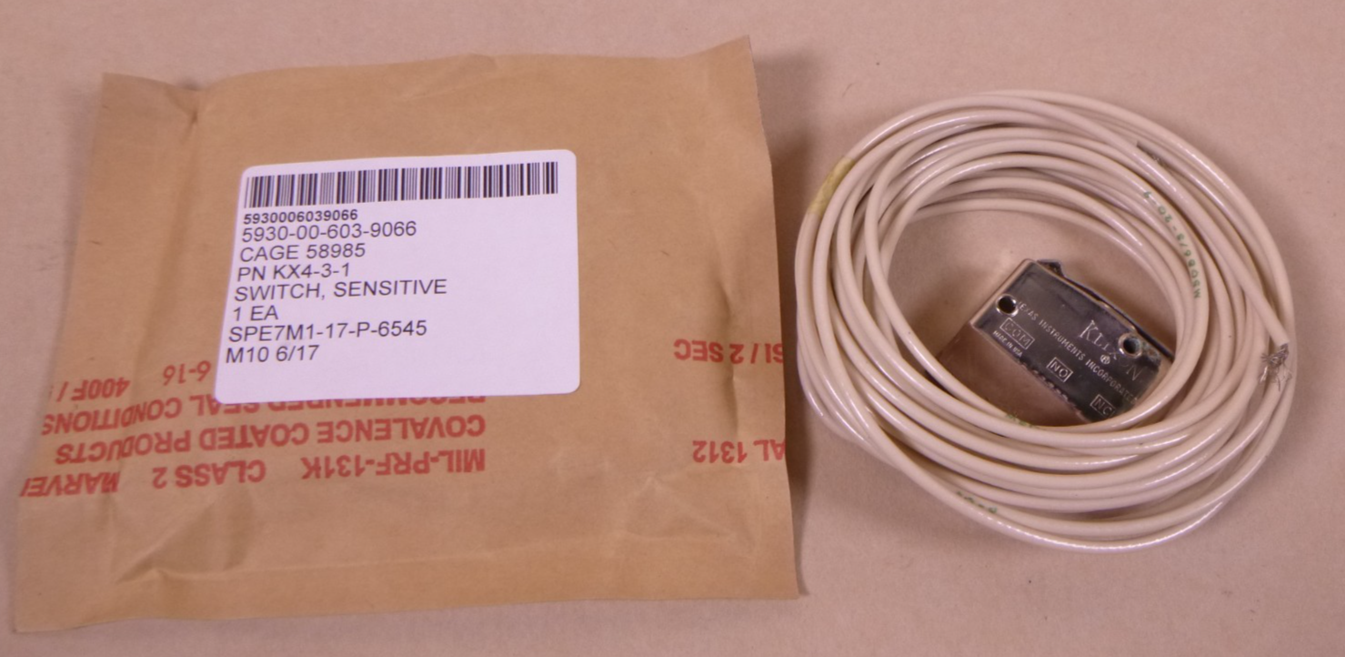 Klixon KX4-3-1 Sensitive Switch , 5930-00-603-9066