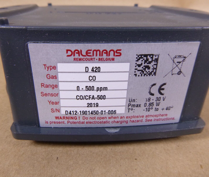 Dalemans D-Line Gas Detection D420 CO (Carbon Monixide) 0-500 ppm | Industrial MRO Replacement Parts, Manufacturing Machine Parts &amp; Components, Heavy Equipment Parts Supplier