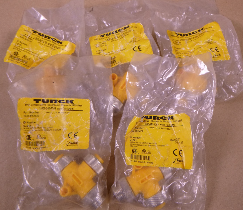 (5 PACK) TURCK 3-PIN CONNECTOR TEE RSM-2RKM 30 , U1061 | Electrical MRO Replacement Parts & Components and Commercial Electrical Supplies Company