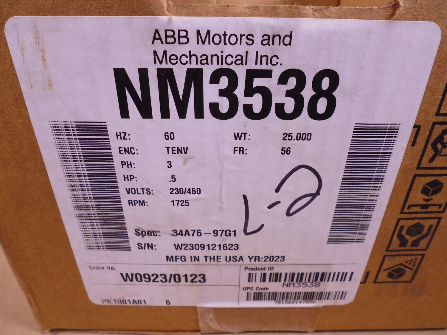 BALDOR ABB NM3538 Electric Motor 1/2HP 230/460V 1725RPM 56 Frame | Industrial Electric Motors, Pumps &amp; Parts