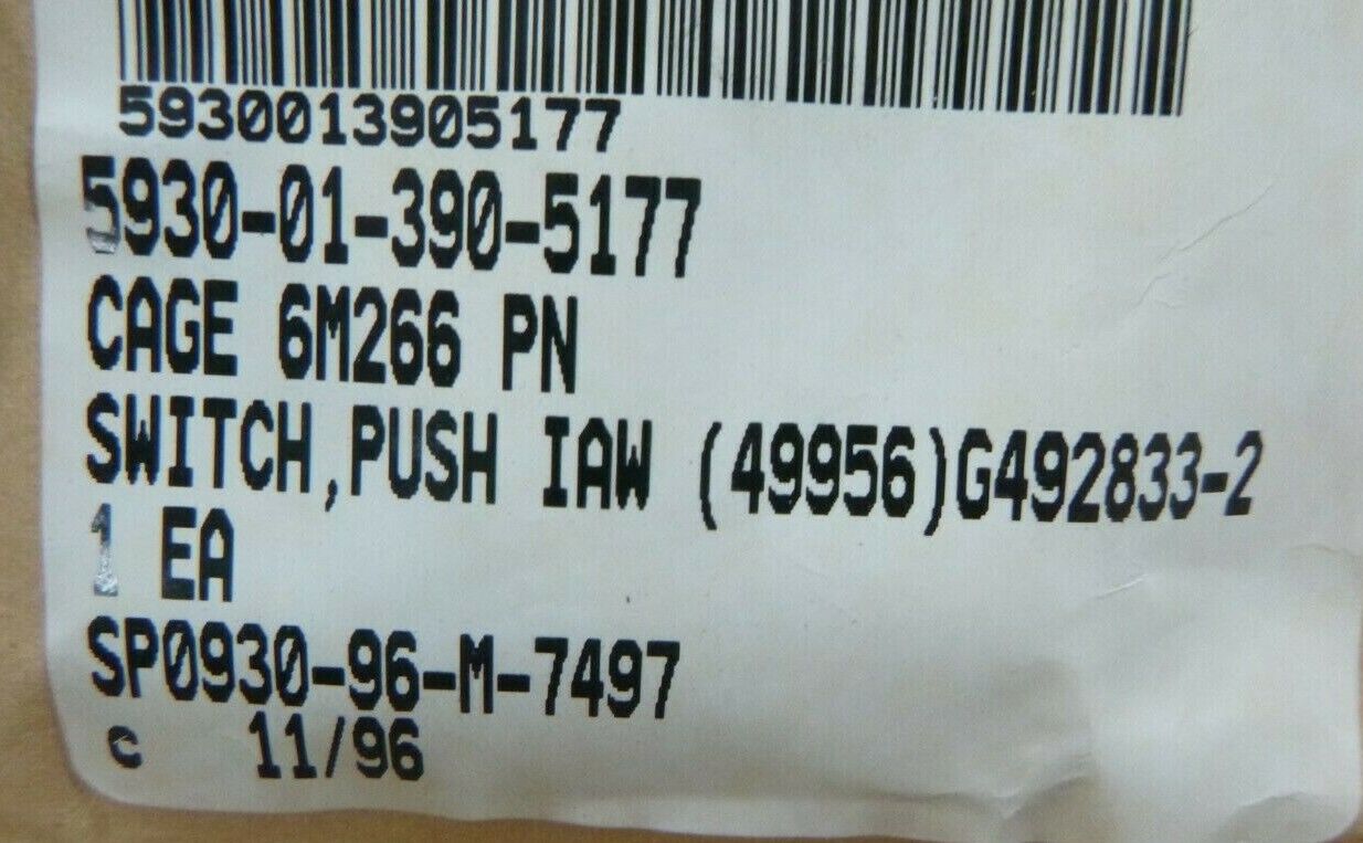 EATON 4706-2 MILITARY PUSH SWITCH G492833-2 , 5930-01-390-5177 | Electrical MRO Replacement Parts &amp; Components and Commercial Electrical Supplies Company