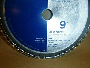 9" Tungston Carbide-Tipped Circular Mild Steel Saw Blade 48T, 1" Arbor, 2700 Rpm