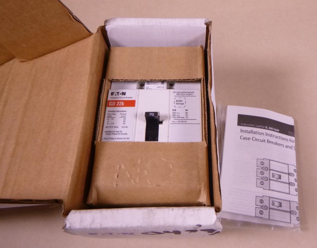 Eaton GD3070 GD Circuit Breaker 3 Pole 70 Amp , GD 22K