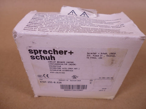 Sprecher + Schuh KTA7-25S-0.63A Motor Circuit Breaker Controller 0.4-0.63A