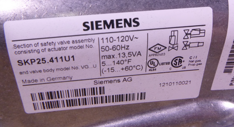 Siemens SKP25.411U1 Regulating Gas Actuator SKP25 , 110-120V, 13.5VA, 50/60HZ | Electrical MRO Replacement Parts & Components and Commercial Electrical Supplies Company