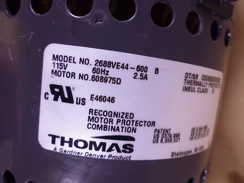 Thomas Vacuum Pump Compressor Model 2688VE44-600 115V 60Hz